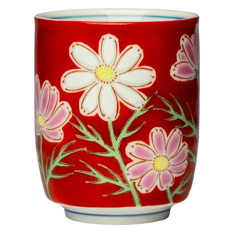 Seikou Shiki-No-Hana Kutani Yunomi Teacup – Cosmos Design 1