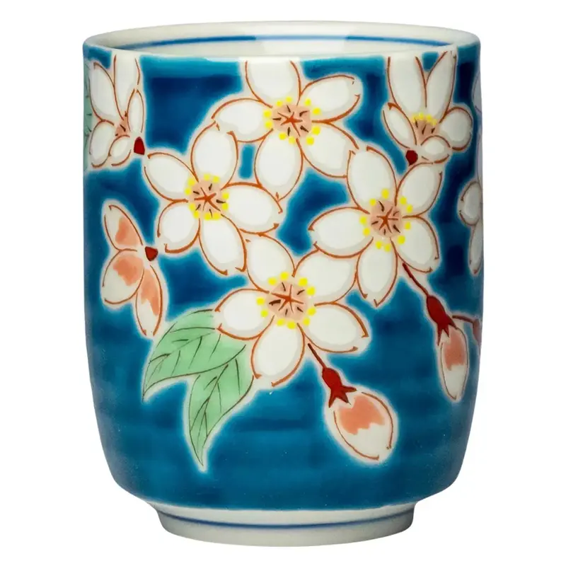 Seikou Shiki-No-Hana Kutani Yunomi Teacup – Sakura Blossom Theme 1