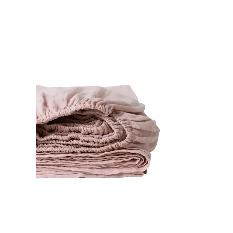 Soft Misty Rose Linen Fitted Sheet 1