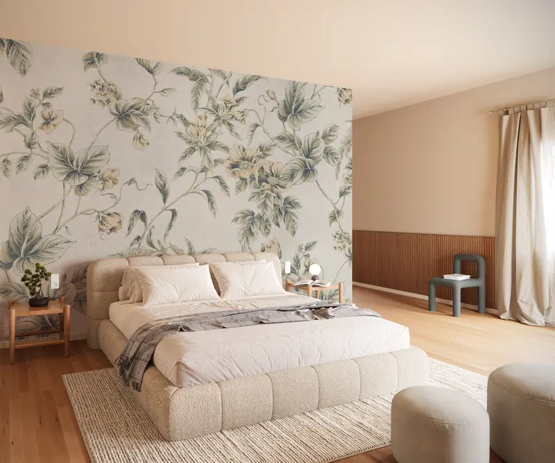 Soft Peachy Flora Wall Mural 1