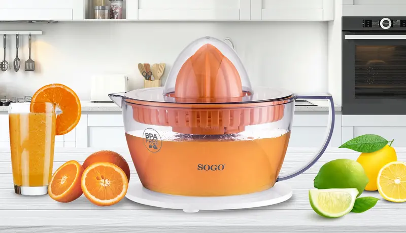 Sogo Citrus Juicer – 40W Stainless Steel Model In White & Orange (Model 5223) 1