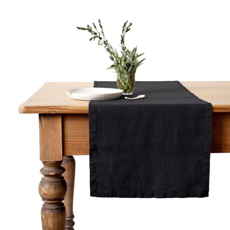 Solid Black Linen Table Runner – Trio Pack 1
