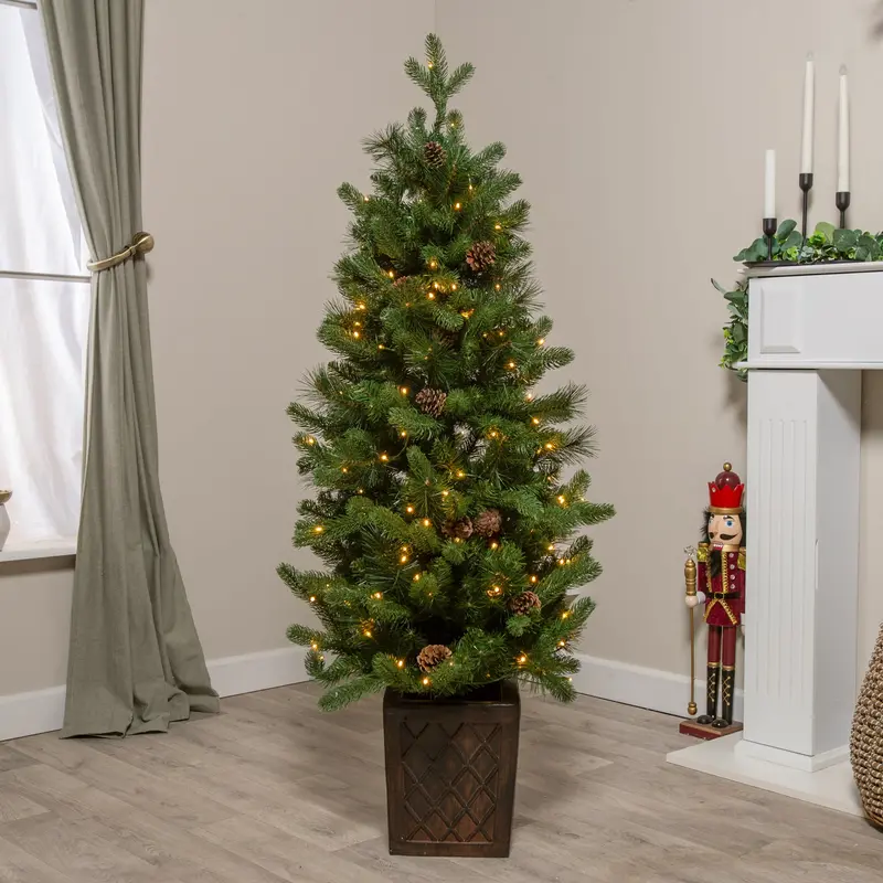 Stirling 4-Foot Pre-Lit Pvc Potted Artificial Christmas Tree 1