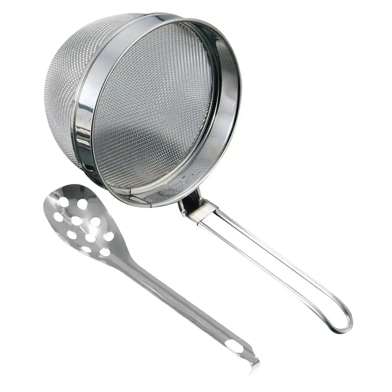 Takekoshi Ergonomic Stainless Steel Miso Strainer With Slotted Spoon 1