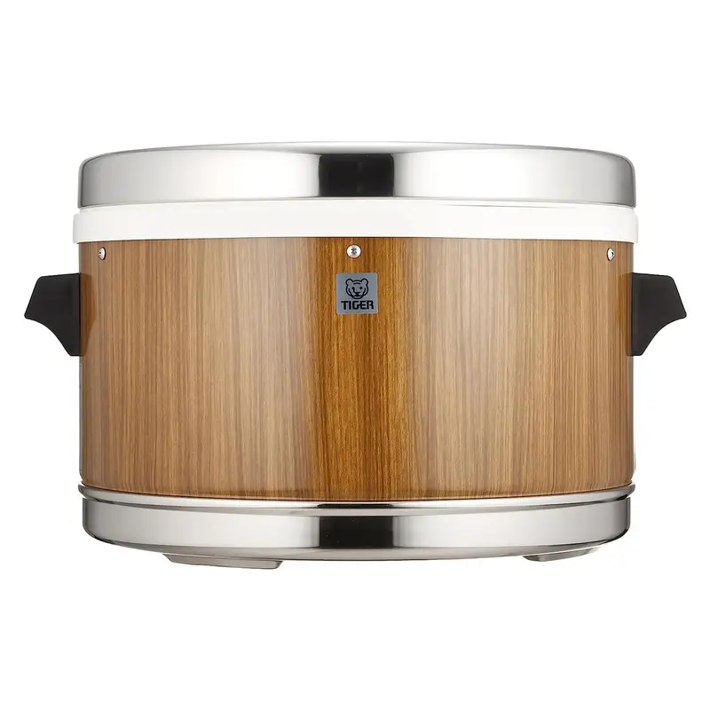 Tiger Stainless Steel Non-Electric Wood-Grain Thermal Rice Warmer 1