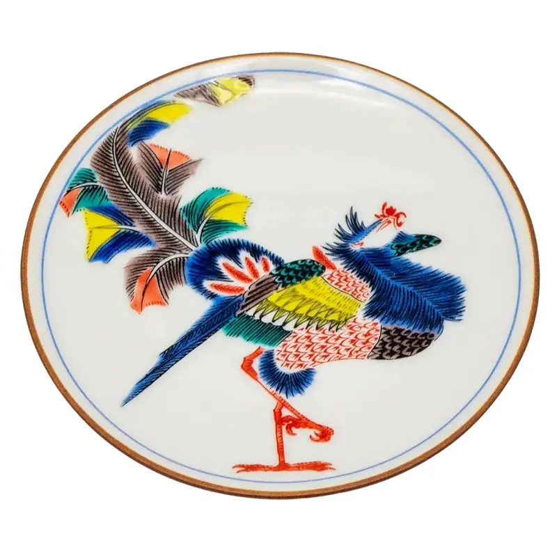 Traditional Seikou Kutani Mini Plate With Phoenix Motif 1
