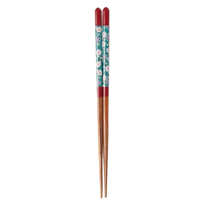 Ume Blossom-Themed Wakasa Lacquer Chopsticks – Handmade Natural Wood Utensils 1