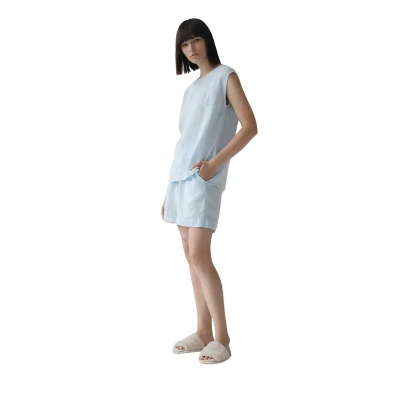 Verbena Light Blue Linen Pyjama Set 1