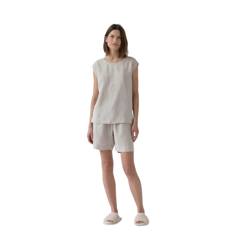 Verbena Melange Linen Pyjama Set – Botanical-Hued Sleepwear Ensemble 1