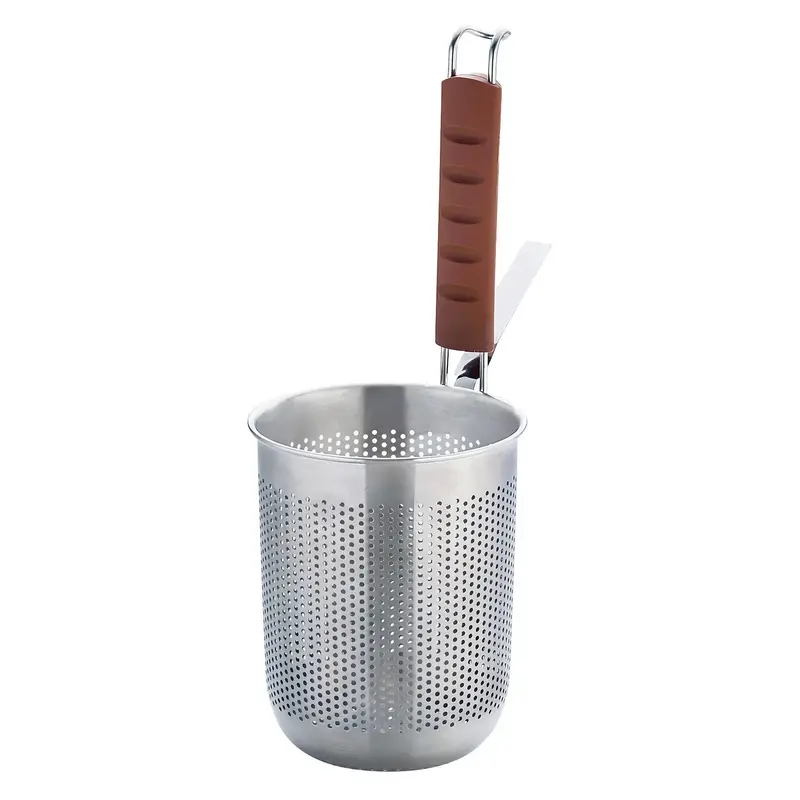 Yukiwa Deep Stainless Steel Tebo Strainer With Soft-Grip Silicone Handle 1