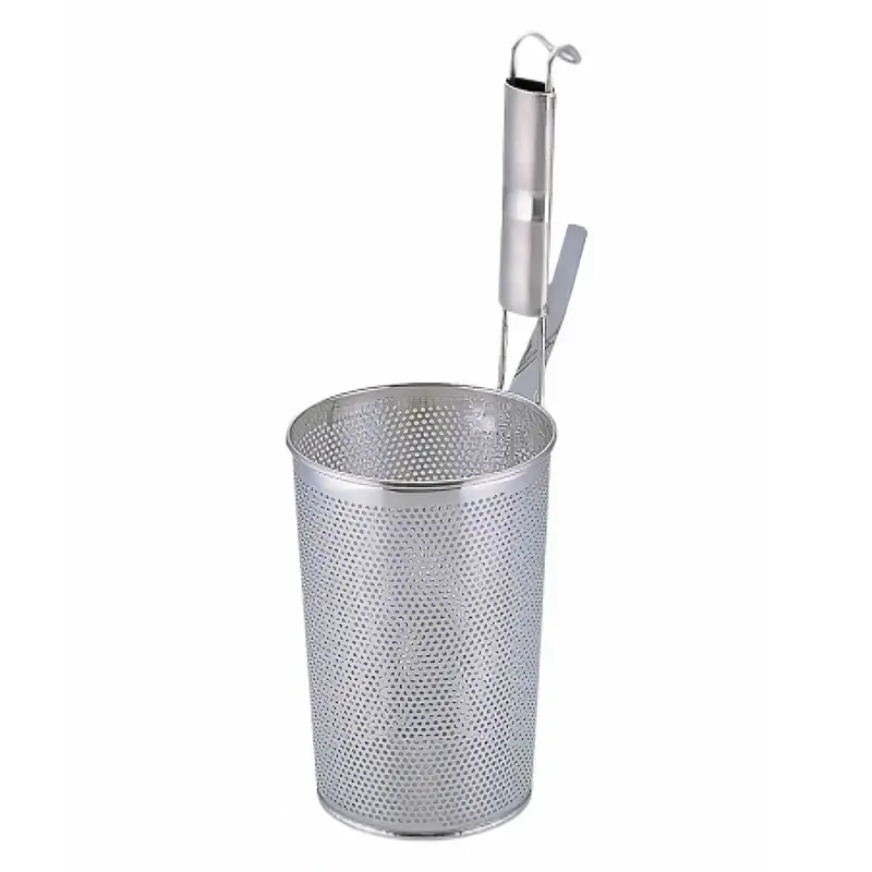 Yukiwa Deep-Well Perforated Stainless Steel Flat-Bottom Strainer With Metal Handle 1