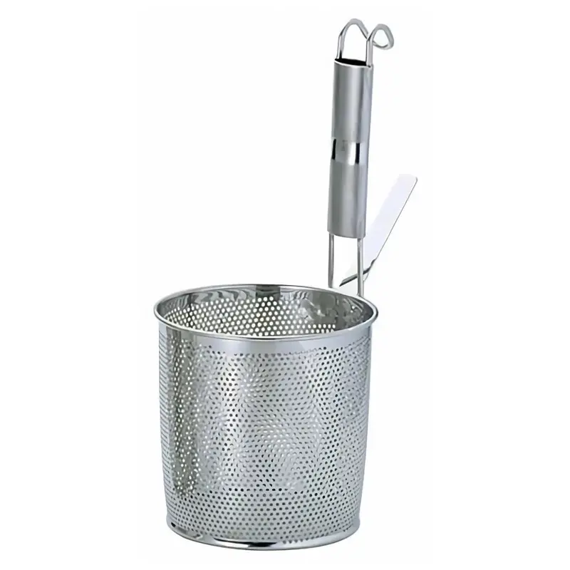 Yukiwa Eco-Clean Perforated Stainless Steel Tebo Strainer – Flat Base With Metal Handle 1