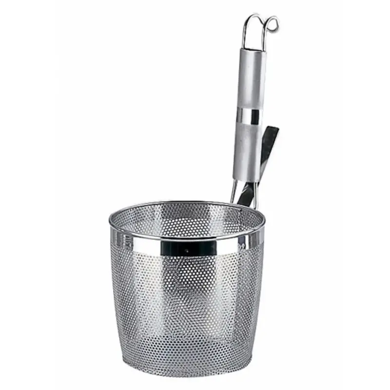 Yukiwa Perforated Stainless Steel Flat-Bottom Tebo Strainer With Metal Handle 1