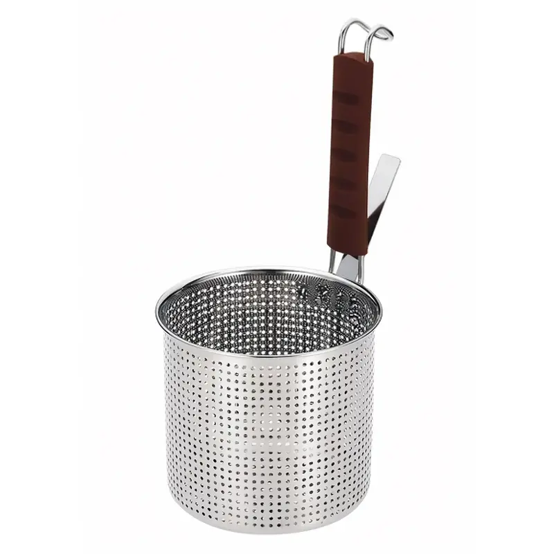 Yukiwa Perforated Stainless Steel Flat-Bottom Tebo Strainer With Silicone Handle 1