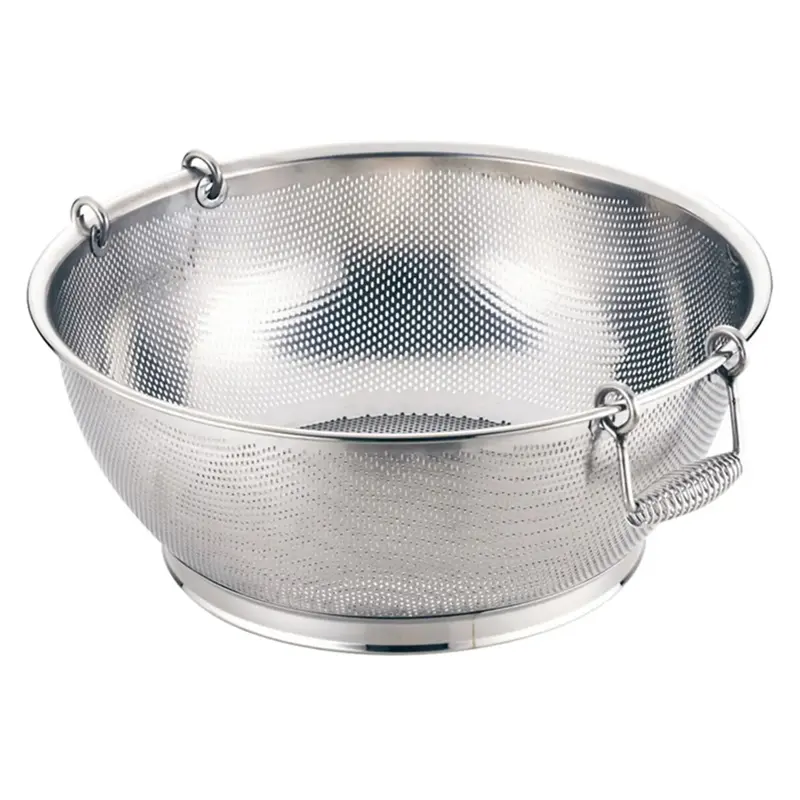Yukiwa Stainless Steel Shallow Perforated Colander With Dual Handles 1