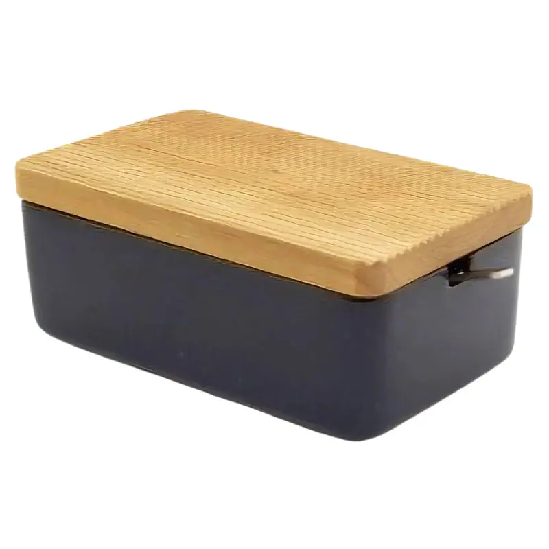 Zero Japan Ceramic Butter Dish With Natural Wood Lid – Artisanal Finish 1
